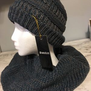 Swiss Elite cable knit beanie and infinity scarf